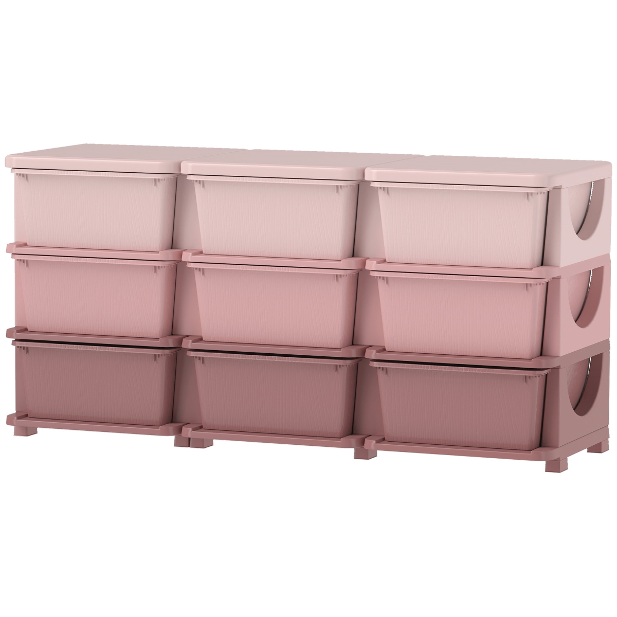 Picture of 212 Main 311-053V01PK Qaba 29.5 in. 3 Tier Kids Storage Unit Dresser Tower with 9 Drawers - Pink