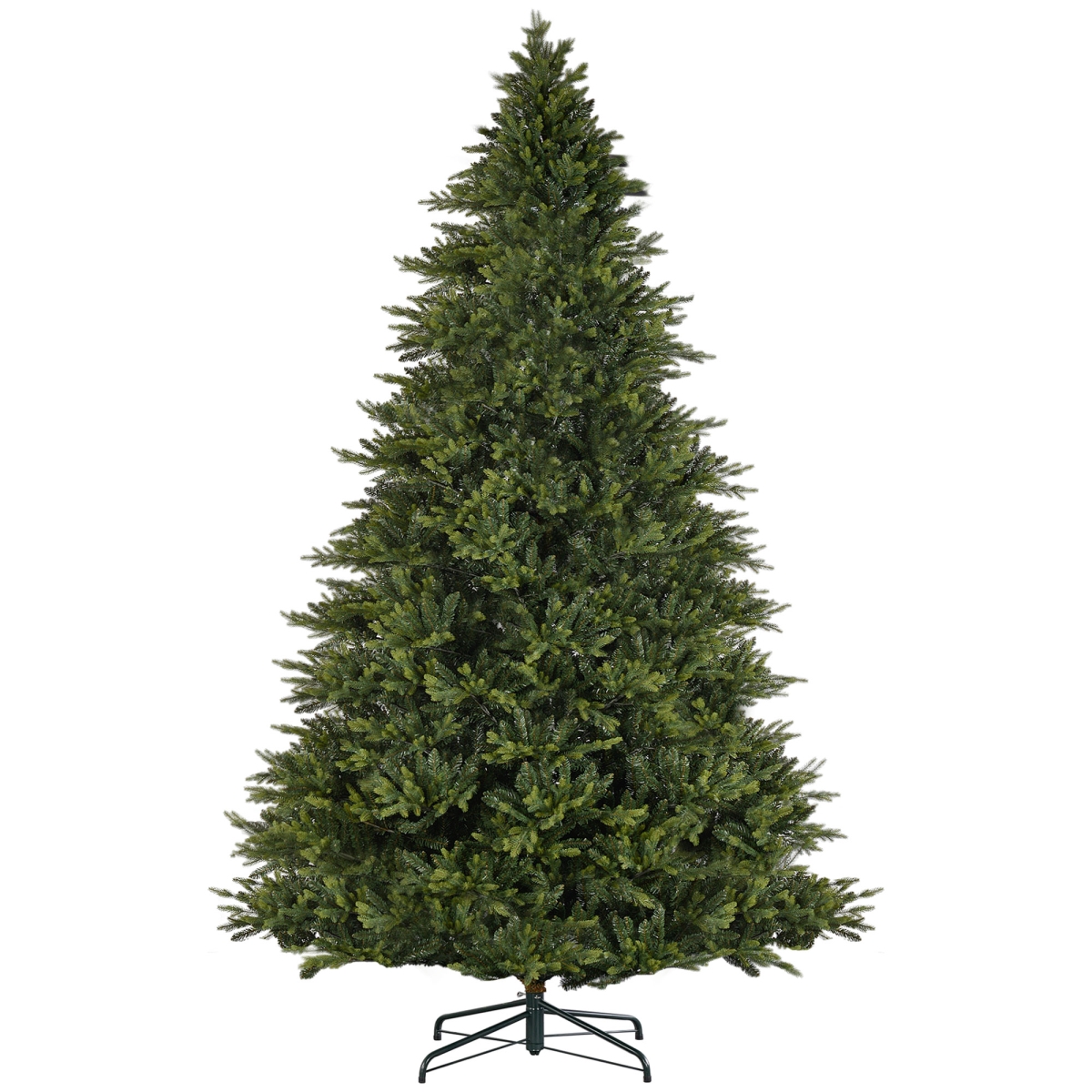 830-858V00GN Homcom 12ft Christmas Flocked Tree with Stable Metal Stand, Hinged Xmas Tree for Home Office Holiday, Easy Assembly, Green