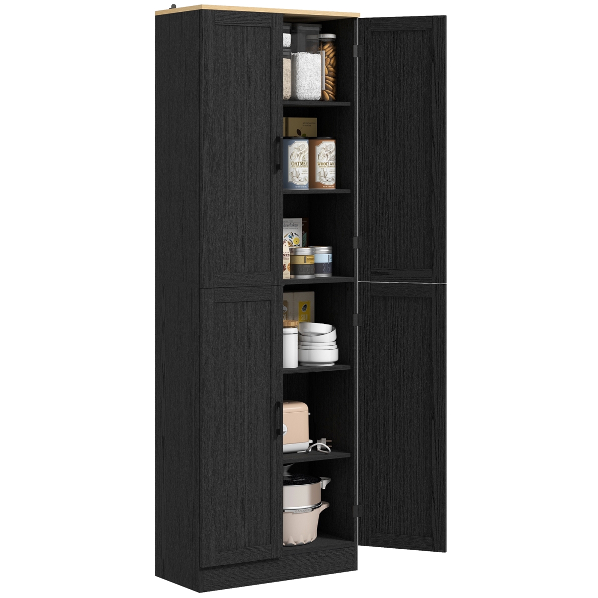 Picture of 212 Main 835-925V83BK Homcom Freestanding Kitchen Pantry&#44; 4-Door Kitchen Pantry Cabinet with Adjustable Shelves & Doors&#44; Distressed Black