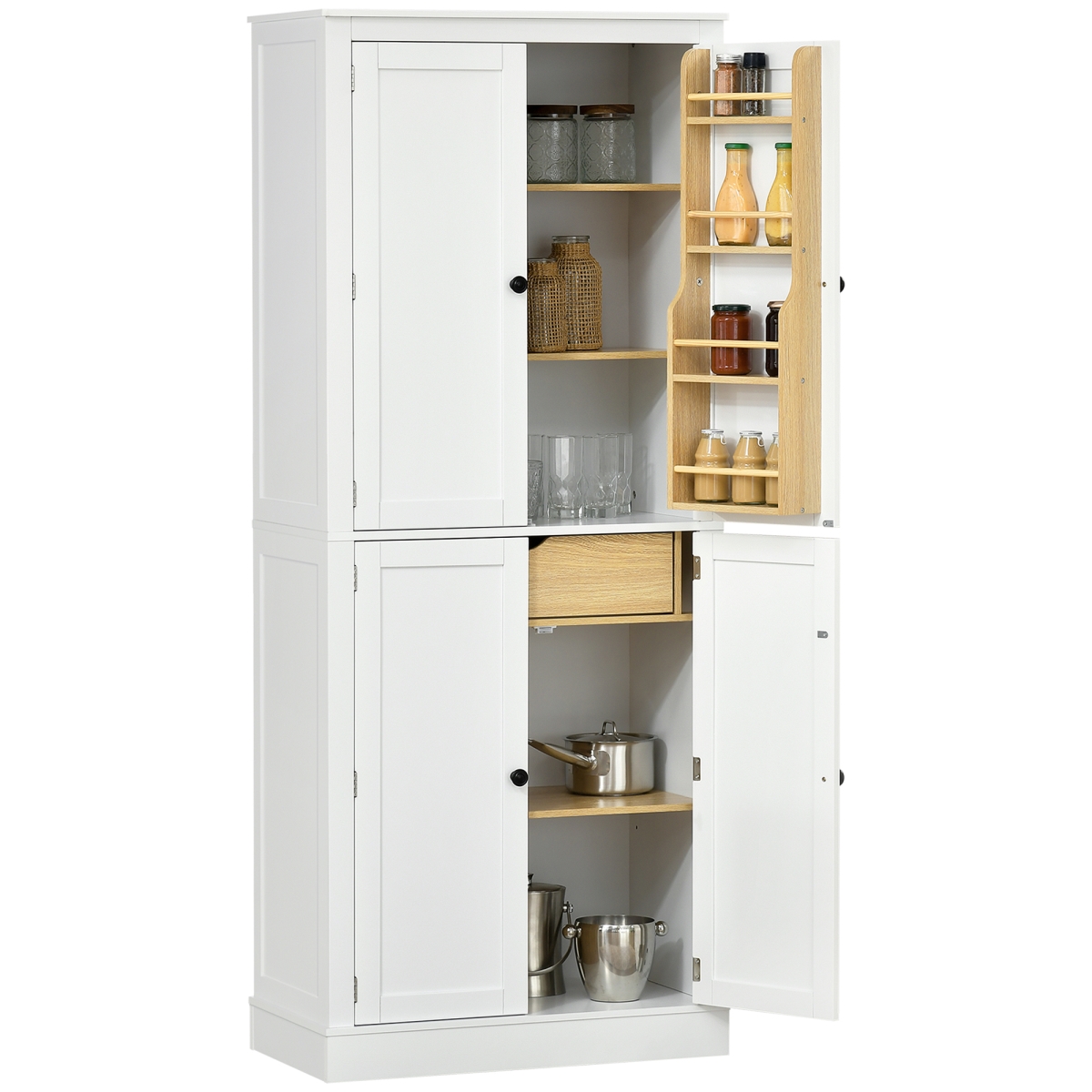 Picture of 212 Main 83A-008V81WT Homcom 72 in. Kitchen Pantry Storage Cabinet&#44; Modern Tall Kitchen Cabinet with 5-tier Storage Shelving&#44; 8 Spice Racks&#44; Drawer
