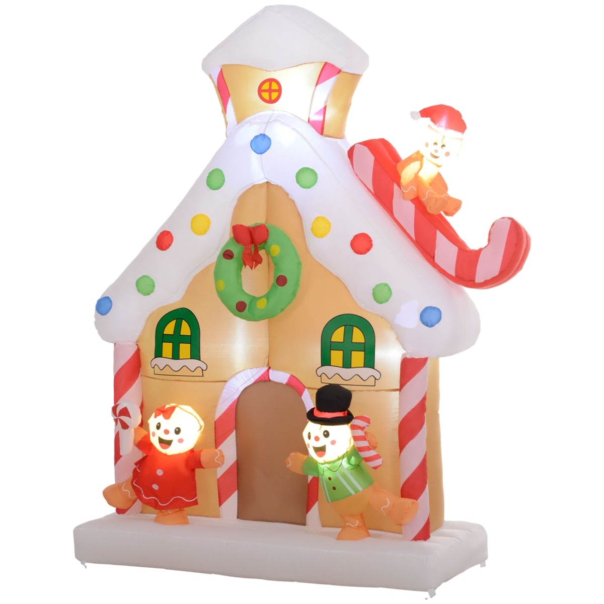 Giant Christmas Inflatable Gingerbread House - Multicolor - 7FT - Built-in LED Lights