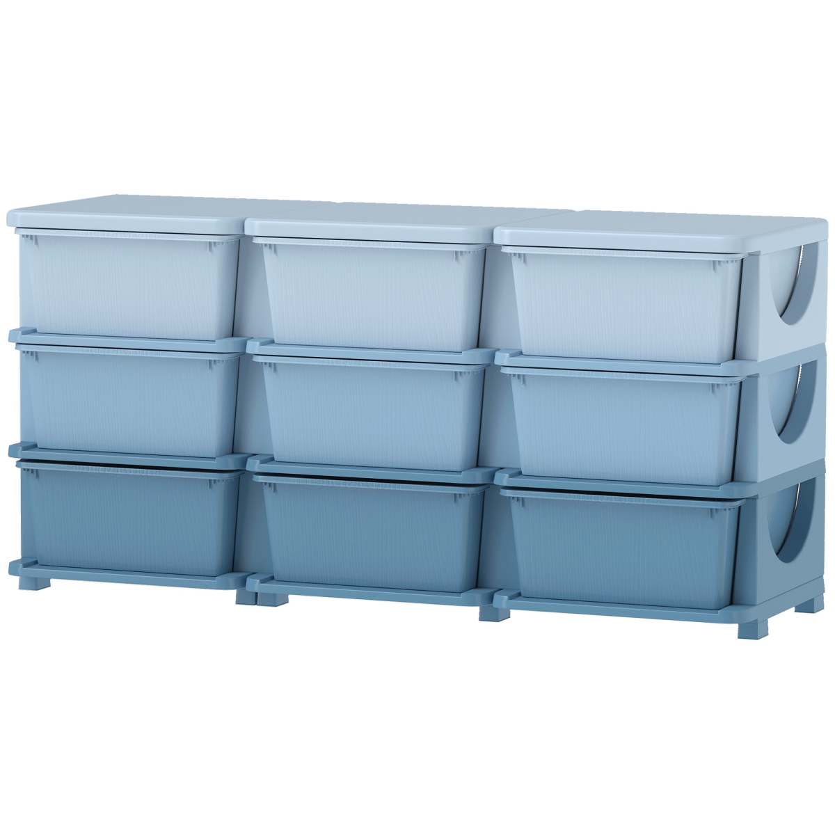 Picture of 212 Main 311-053V01BU Qaba 29.5 in. 3 Tier Kids Storage Unit Dresser Tower with 9 Drawers - Blue