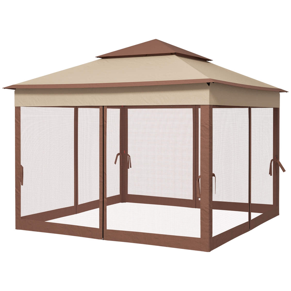 Picture of 212 Main 84C-166V01KK Outsunny Outdoor Patio Pop Up Canopy Gazebo Shelter with Zipper Netting&#44; Carry Bag&#44; 11 x 11 ft. - Khaki