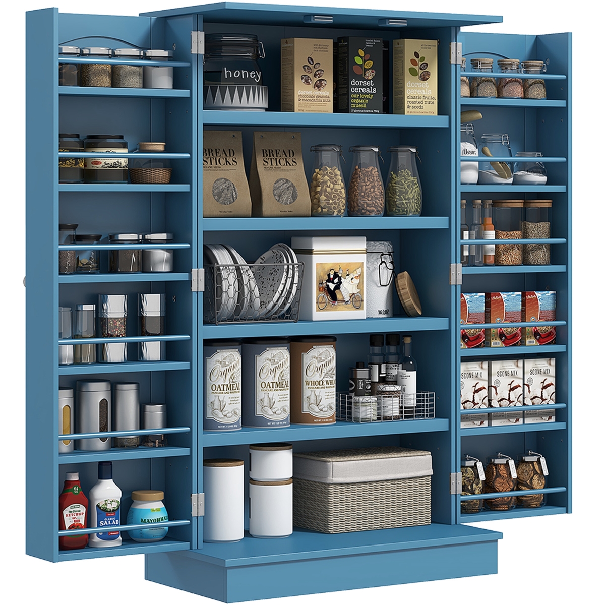 83A-037V81BU Homcom Freestanding Kitchen Pantry Cabinet - Blue