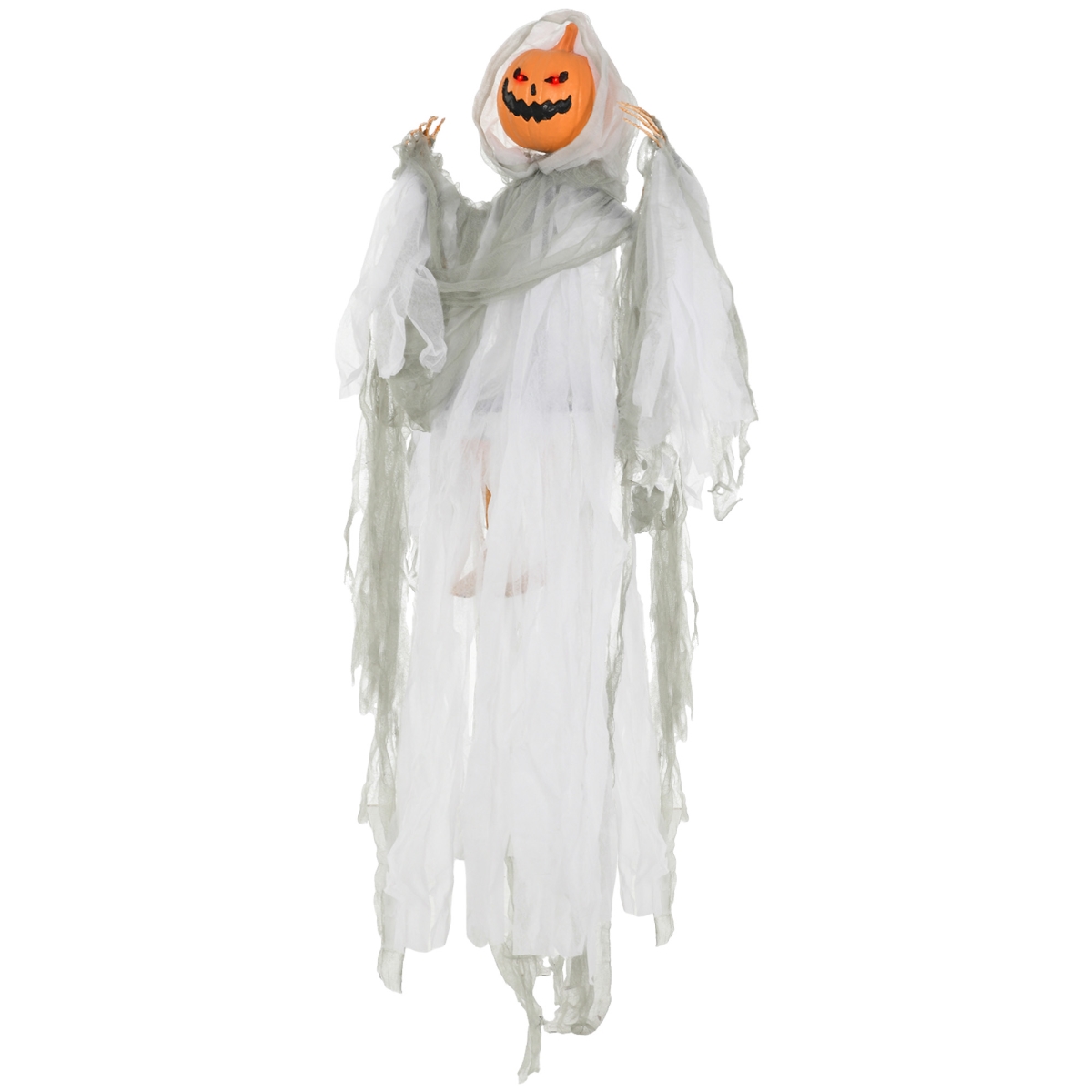 Picture of 212 Main 844-875V00GN Homcom 3.9 ft. Outdoor Halloween Hanging Pumpkin Ghost with Light Up Eyes&#44; Sound Activated Prop with Creepy Howling Sounds