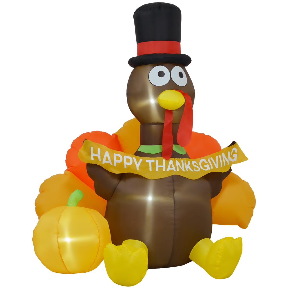 Picture of 212 Main 844-888V80BN Homcom 5ft Thanksgiving Inflatable&#44; Turkey with Pumpkin Banner&#44; Garden Outdoor Blow Up LED Display