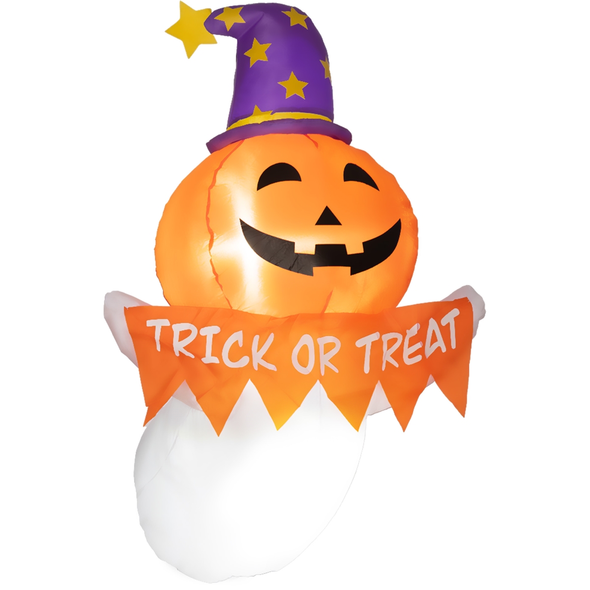 Picture of 212 Main 844-916V80OG Outsunny 3.4 ft. Inflatable Halloween Window Sticker Ghost with Orange Face Blow Up LED Display for Garden Indoor Outdoor