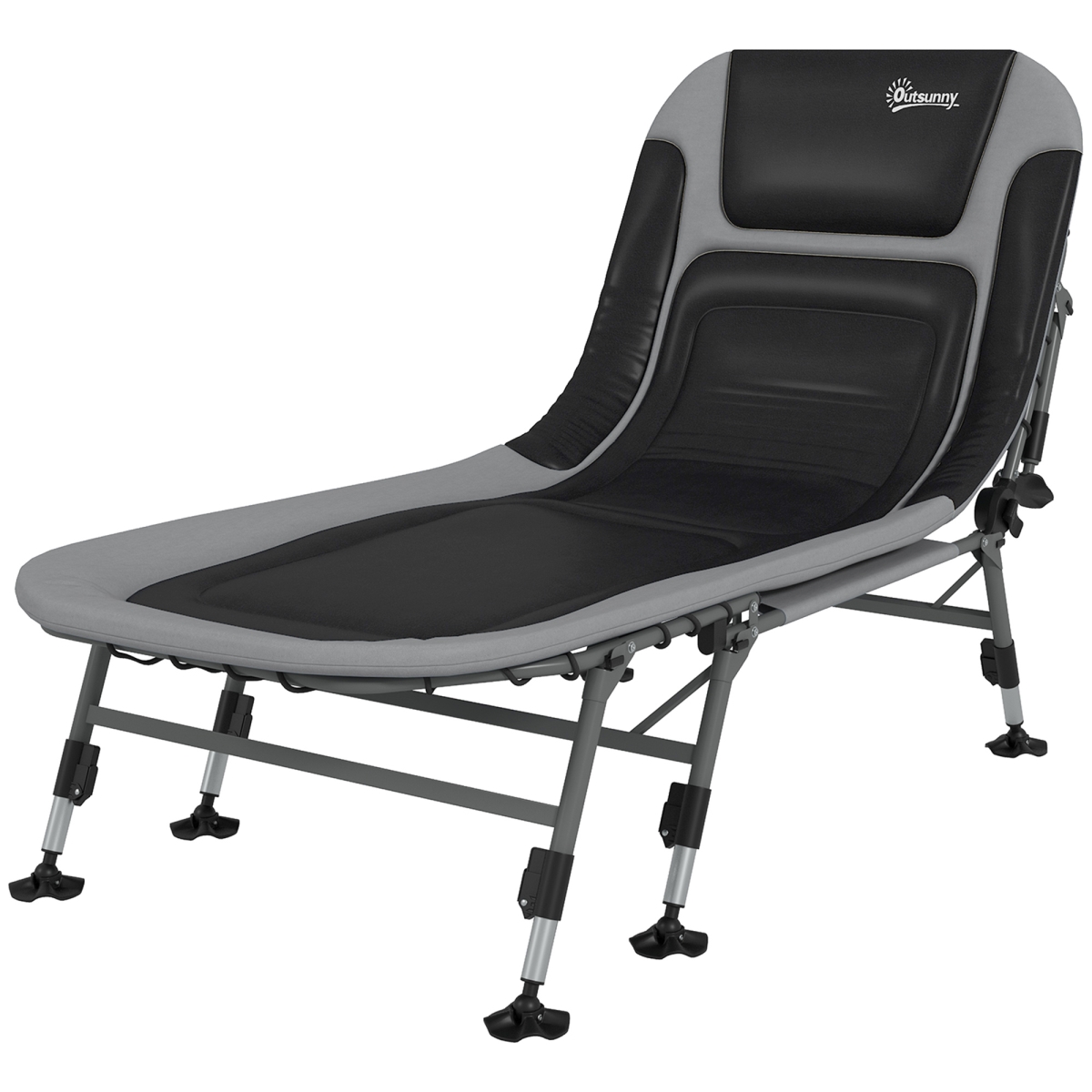 Picture of 212 Main A20-434V00GY Outsunny Heavy Duty Camping Cot Folding Bed with Soft Padded Cushion & 180 Deg Adjustable Backrest&#44; 400 lbs Capacity - Gray