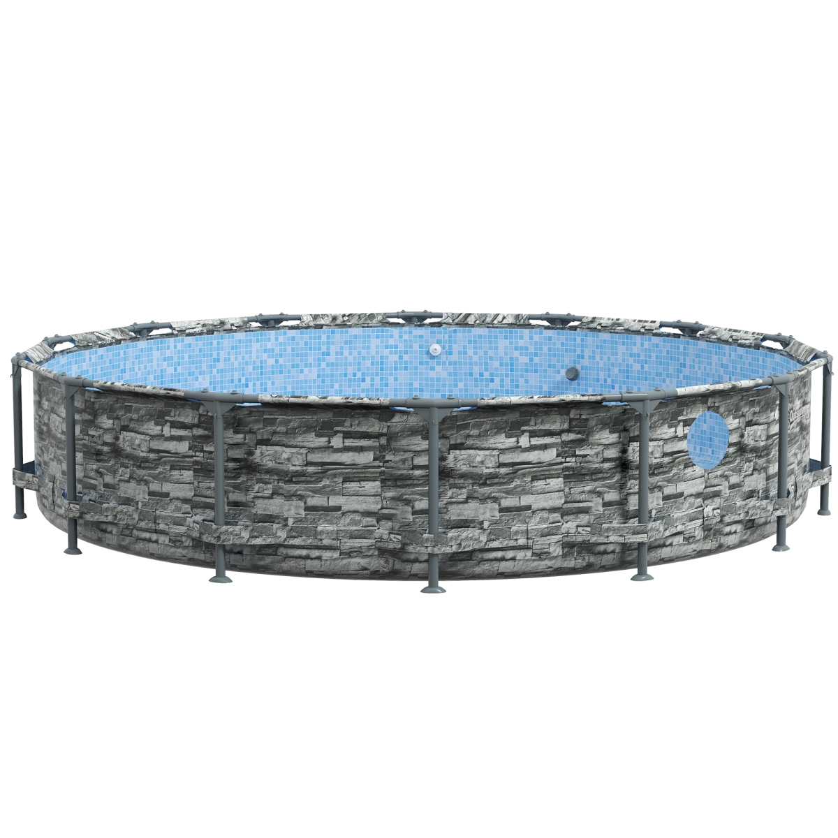 Picture of 212 Main 848-068V80GY Outsunny Poolside Paradise 14 x 33 in. Round Above Ground Pool with Filter Pump & Gray Brick Design