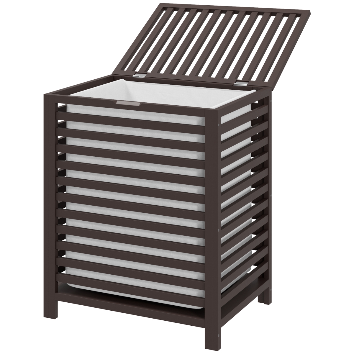 850-255V00CF Homcom 55 L Bamboo Laundry Basket with Lid, Cloth Hamper with Removable Liner Bag, 19.75 x 14.25 x 23.5 in - Coffee