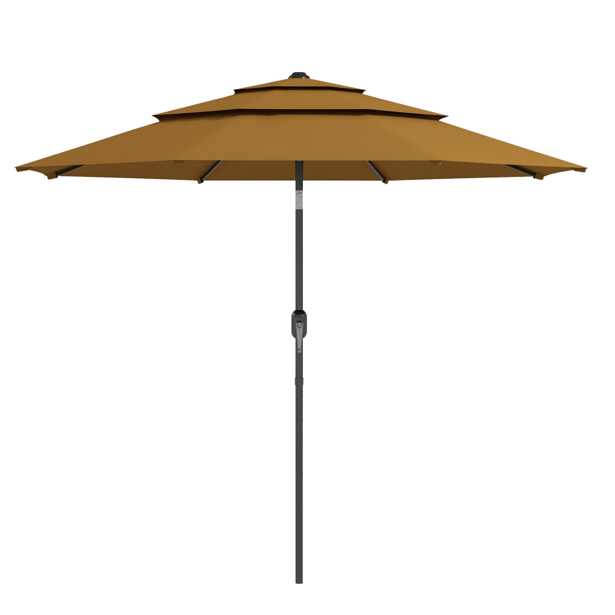 9 ft. Tan Outdoor Patio Umbrella - 3 Tiers - Adjustable Tilt - Durable Design