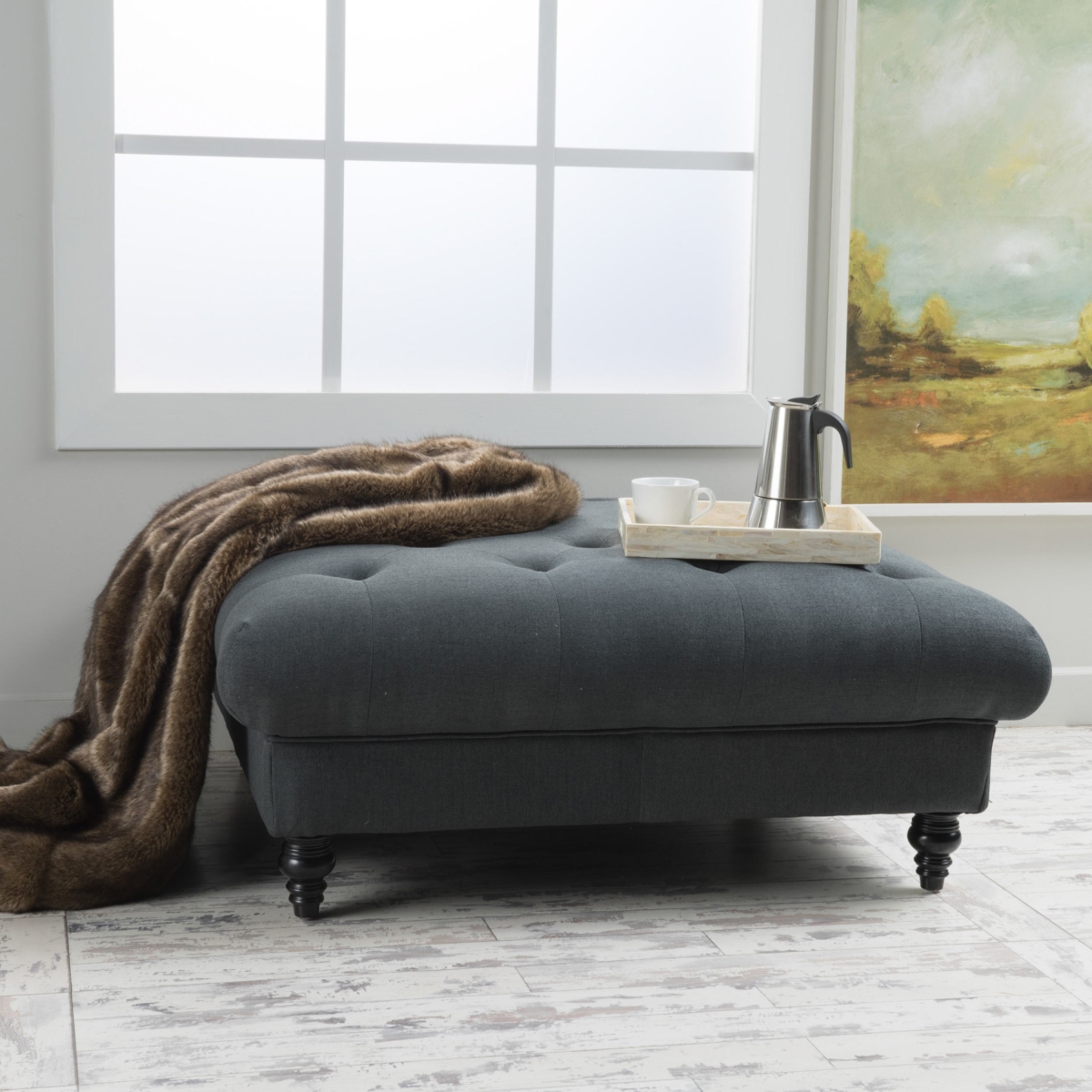 Picture of 212 Main F-NHA-5413000DGY Tufted Ottoman - 40.5 x 40.5 x 16.9 in. - Dark Gray