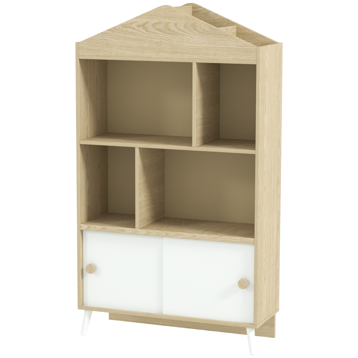 Picture of Aosom 311-083V80WT 4-Cubby Childrens Toy Shelf&#44; White & Natural Wood Finish
