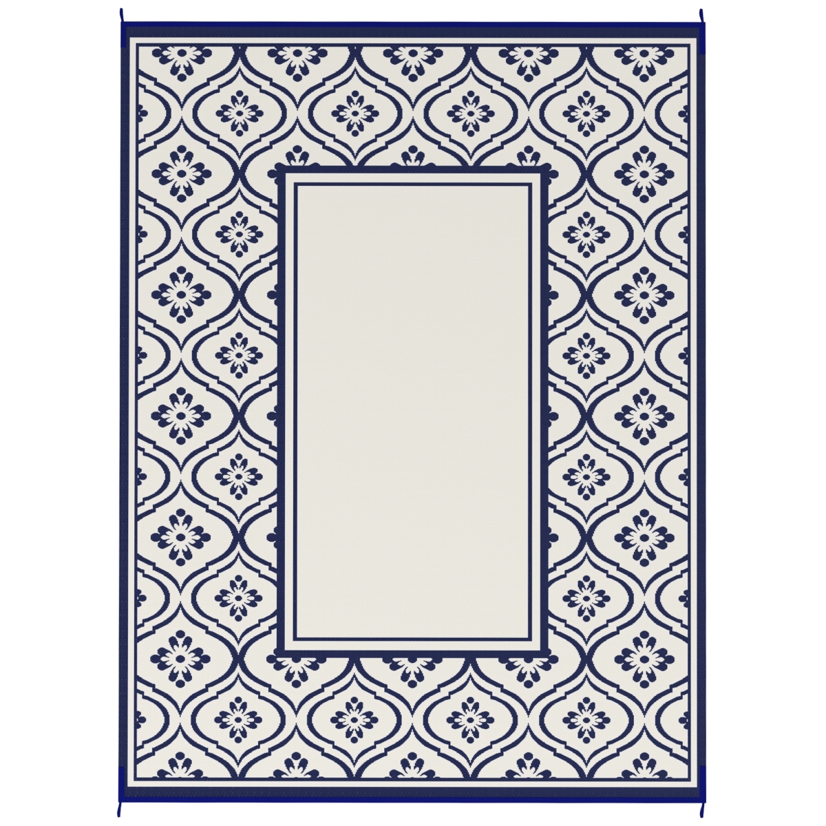 Picture of 212 Main 84J-064V01BU 9 x 12 ft. Outsunny Reversible Gourd Border Outdoor Area Rug&#44; Blue & White