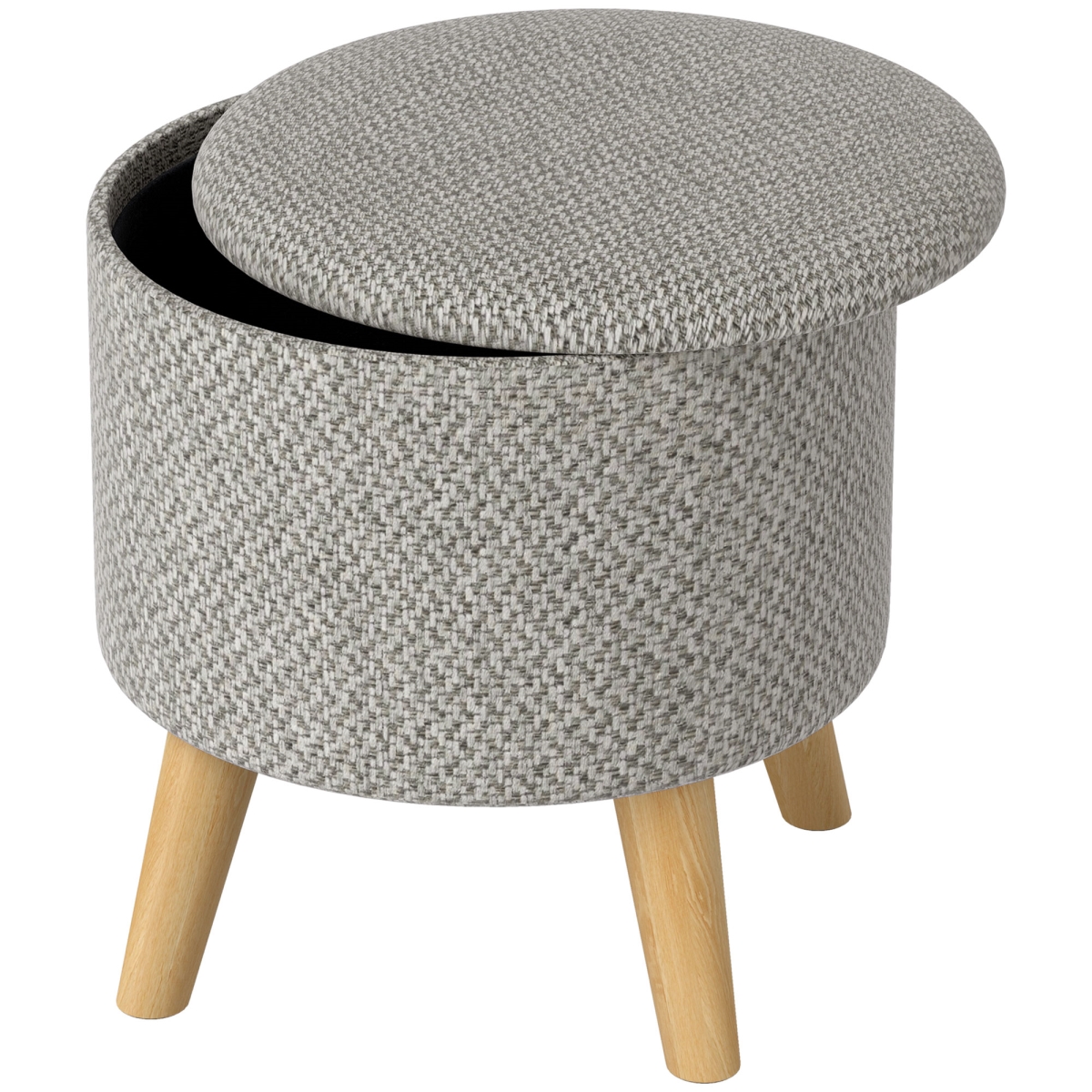 Picture of 212 Main 838-437V00LG 15.75 in. Homcom Round Linen Upholstered Ottoman Stool&#44; Light Gray