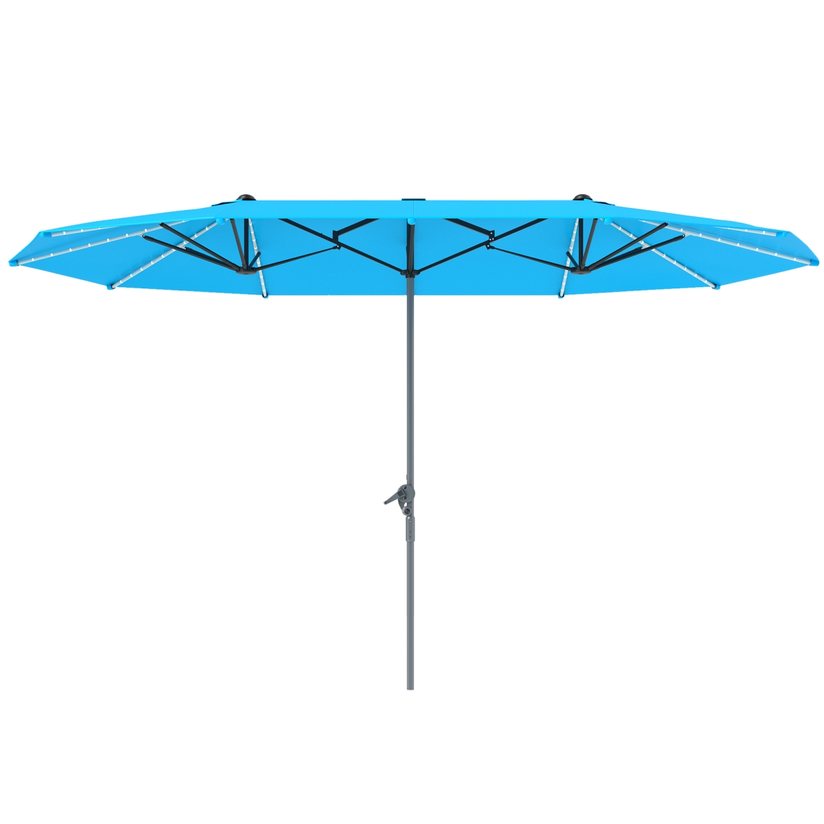 Double-Sided Outdoor Umbrella - Blue - 15 ft. - Solar & USB Lights