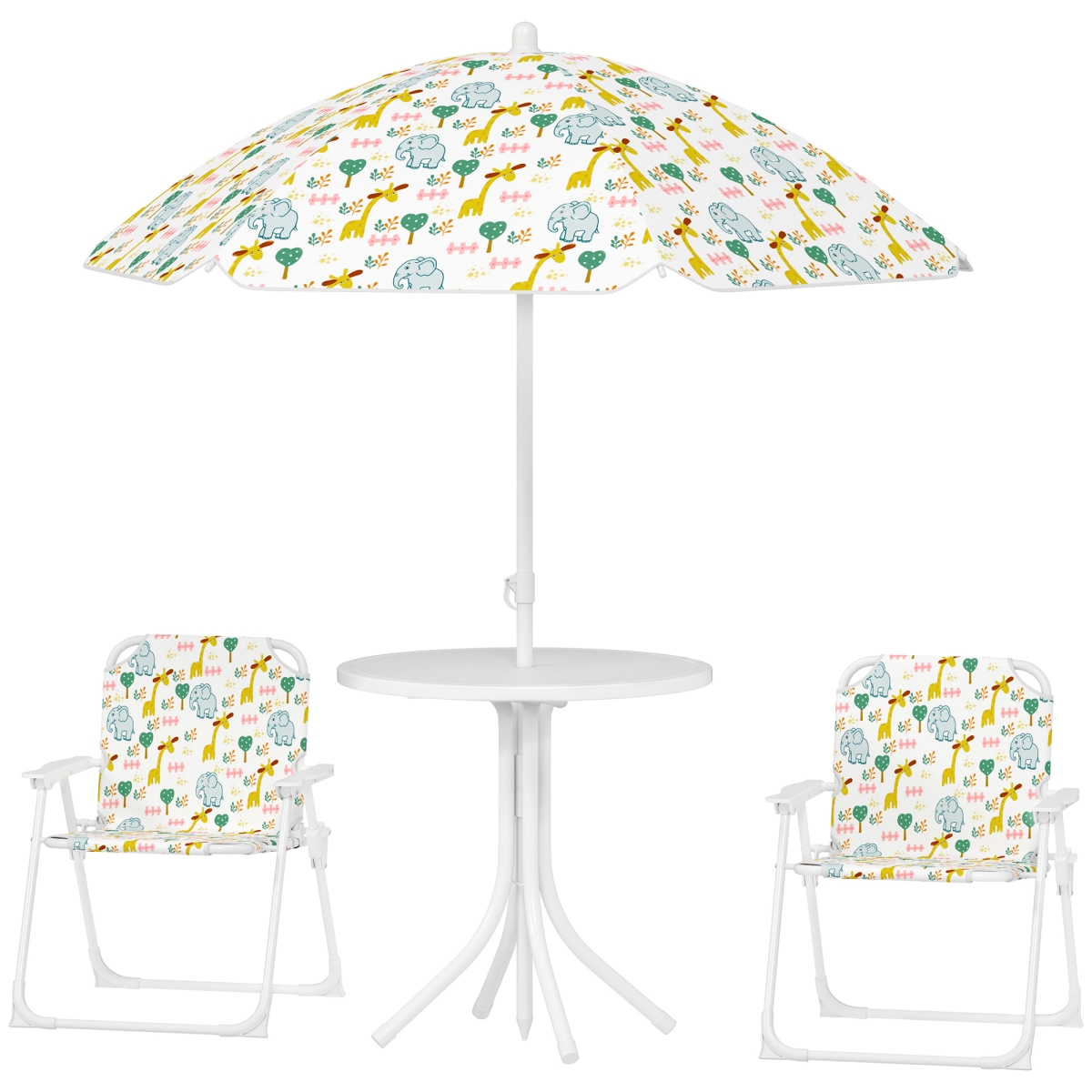 Picture of 212 Main 3E3-006V00WT 19.7 in. Qaba Kids Picnic Removable Umbrella&#44; Table & Chair Set&#44; White