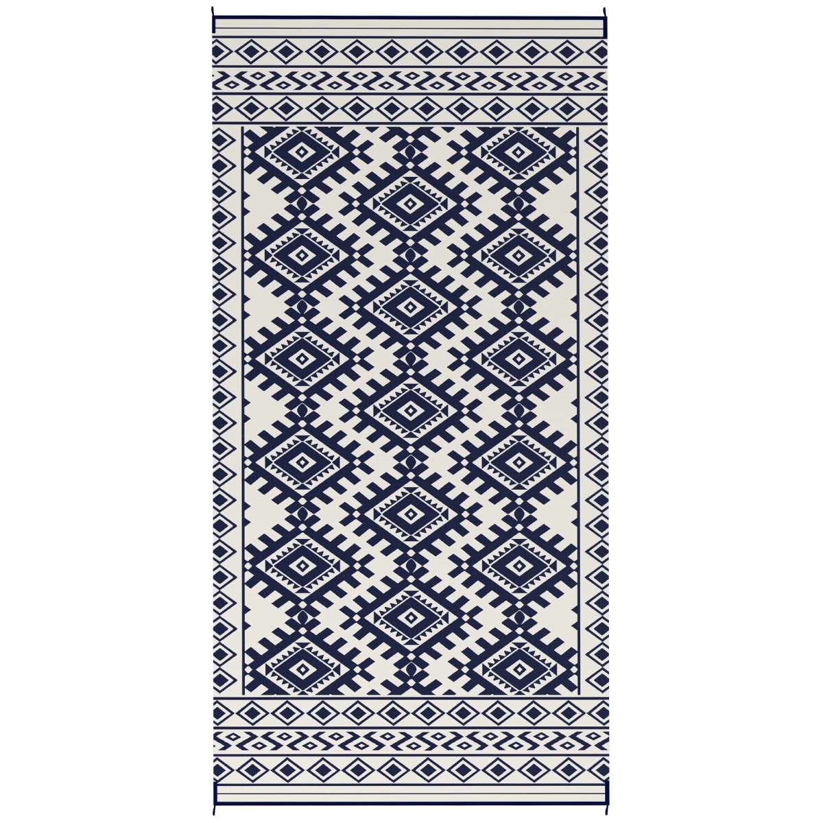 Picture of 212 Main 84J-065V02BU 9 x 18 ft. Outsunny Reversible Outdoor Rhombus Border Area Rug&#44; Blue & White