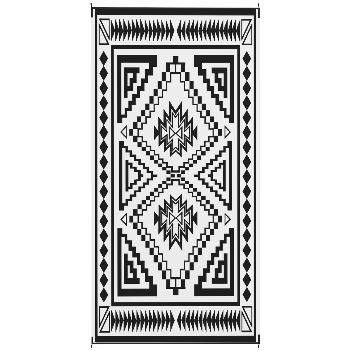 Picture of 212 Main 84J-063V00WT 9 x 18 ft. Outsunny Reversible Outdoor Square Patchwork Area Rug&#44; Black & White