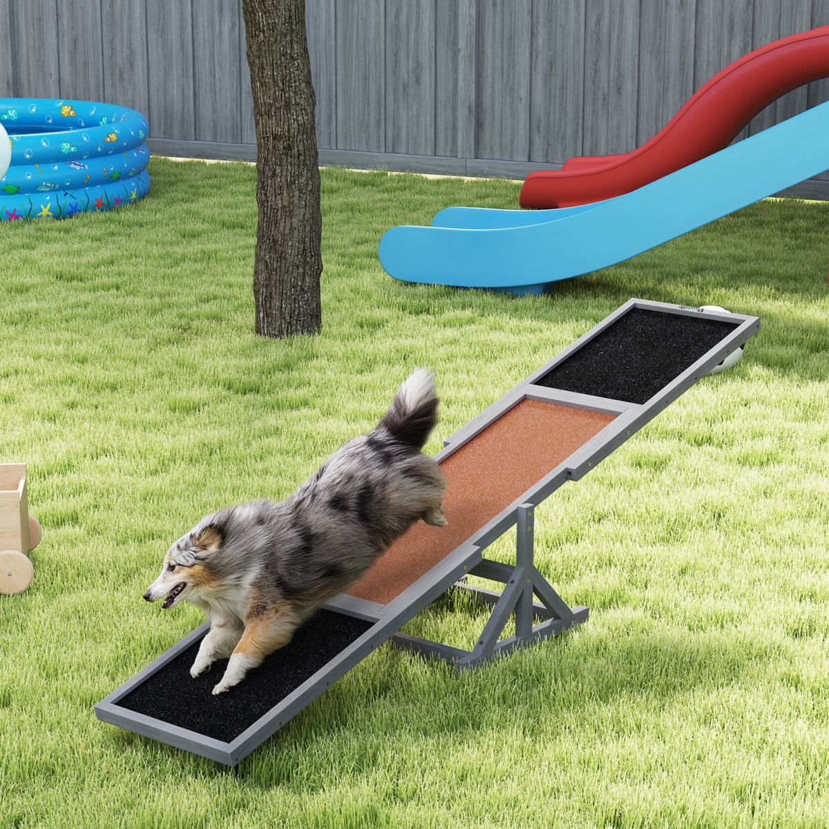 Picture of 212 Main D03-001V01GY 13.8 in. PawHut Wooden Dog Agility Seesaw for Training & Exercise&#44; Gray