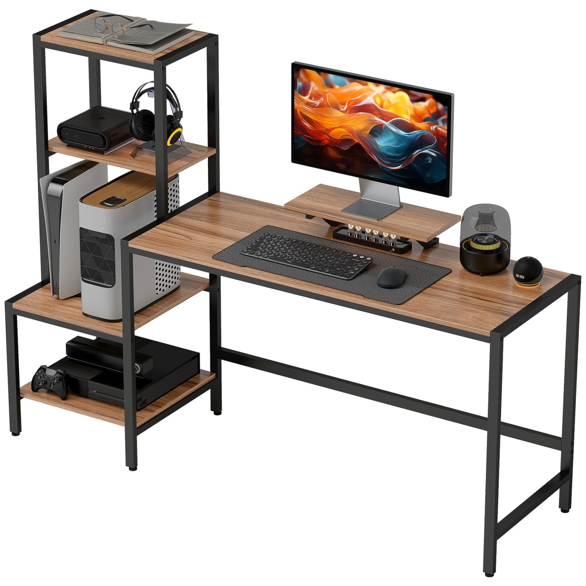 Picture of 212 Main 920-102V81BN 49.2 in. Homcom Rectangle CPU Desk&#44; Brown & Black