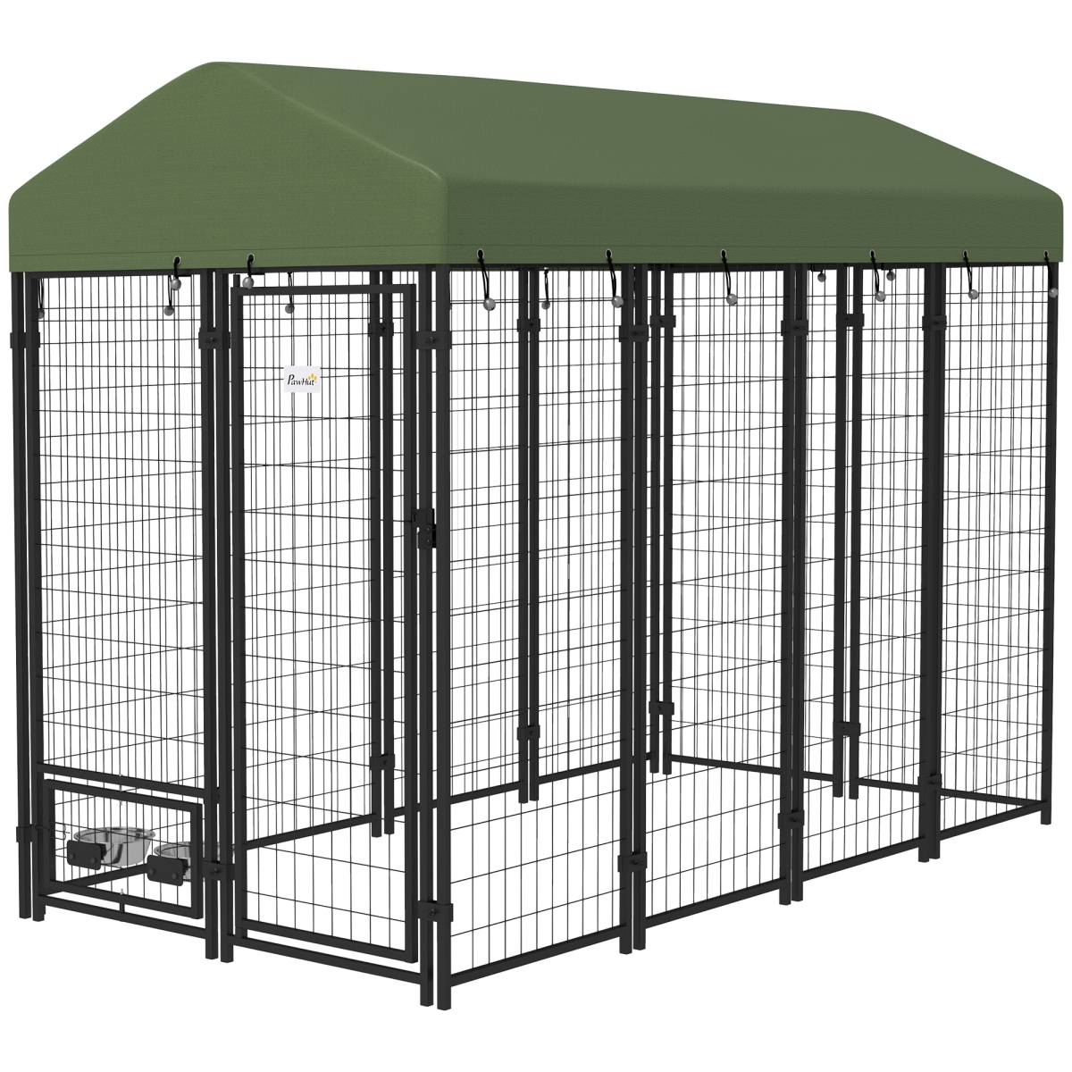 Picture of 212 Main D02-093V01GN 8 x 4 x 6 ft. PawHut Outdoor Dog Kennel & Rotating Bowl Holders&#44; Green