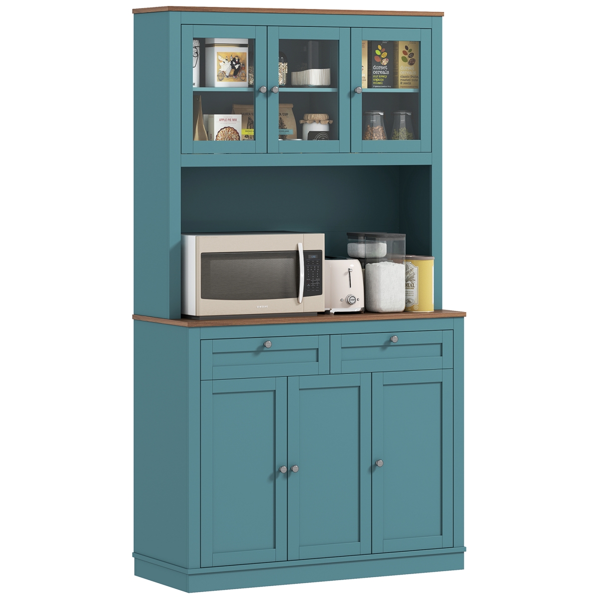 Picture of 212 Main 83A-068V80GN 70.9 in. Homcom Kitchen Pantry Cabinet&#44; Green & Oak