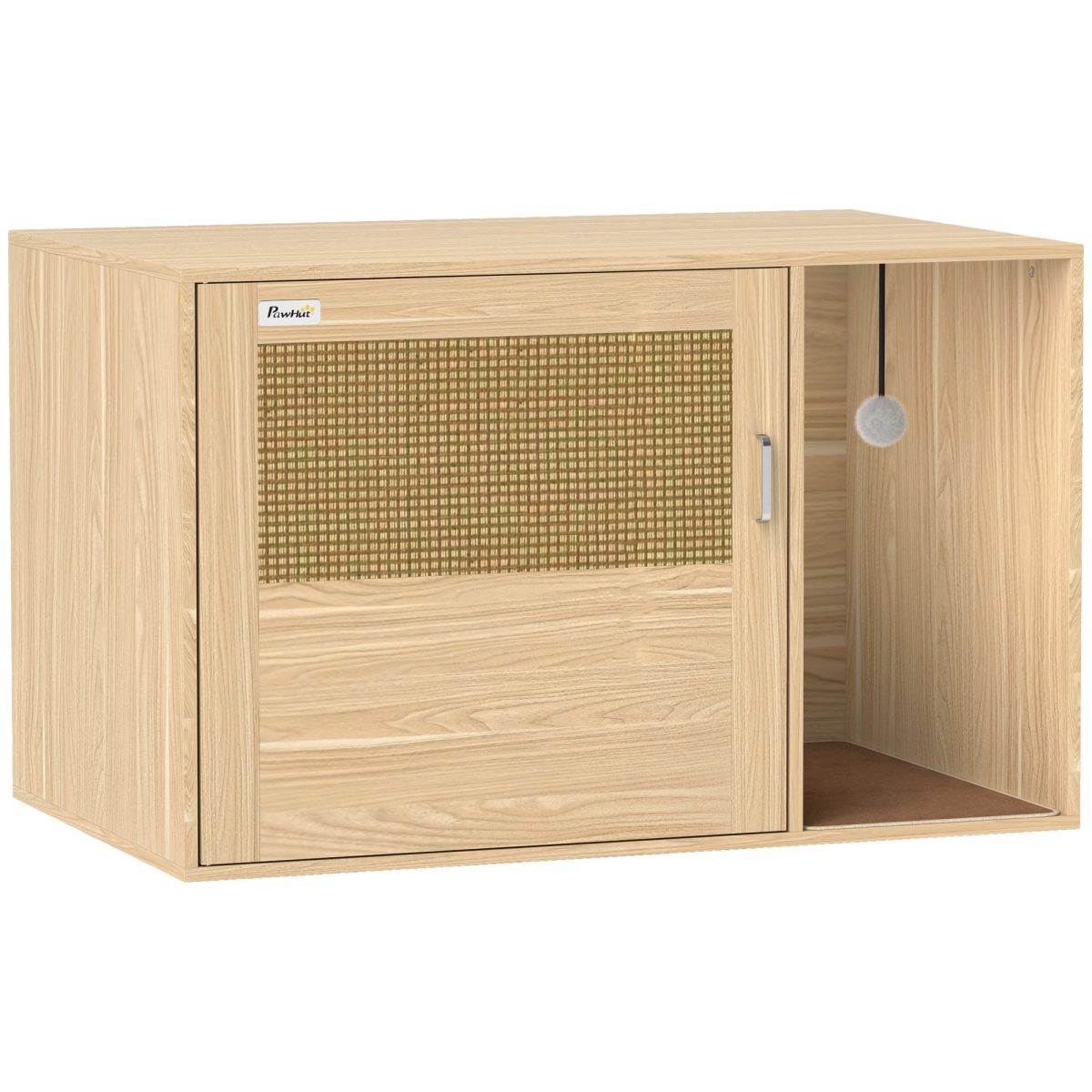 Picture of 212 Main D31-105V00AK 19.7 in. PawHut Boho Style Cat Litter Box Rattan Door Enclosure&#44; Oak