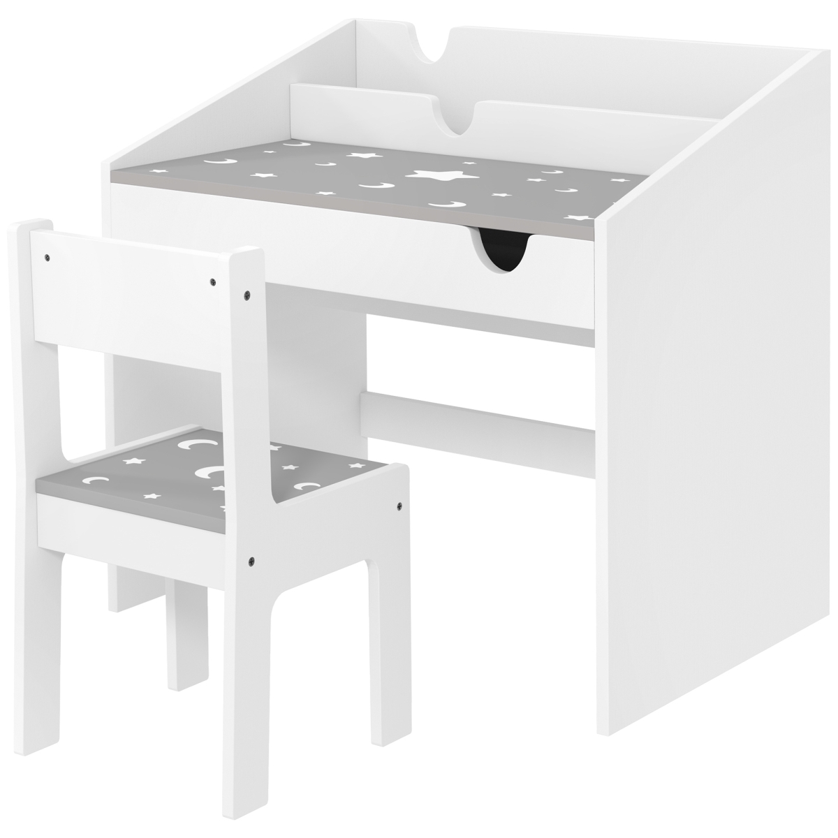 Picture of 212 Main 312-129V81GY 23.4 in. Qaba Kids Storage Drawer Desk & Chair Set&#44; Gray & White