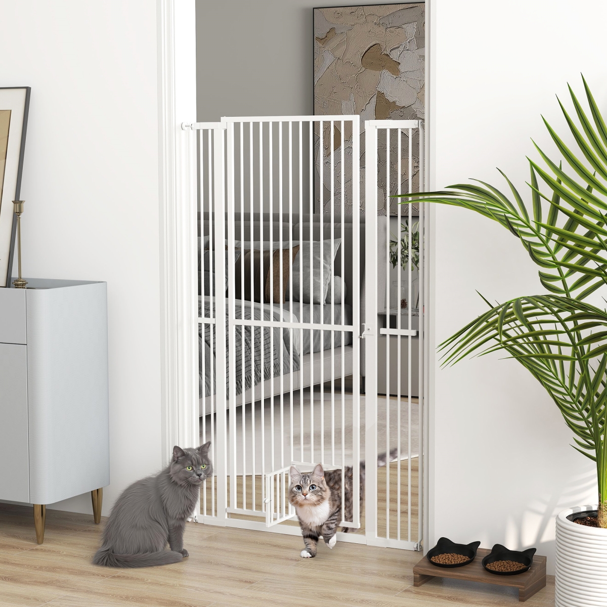 Picture of 212 Main D06-240V10WT 59.1 in. PawHut Extra Tall Pet Gate for Doorway&#44; Hallway&#44; White