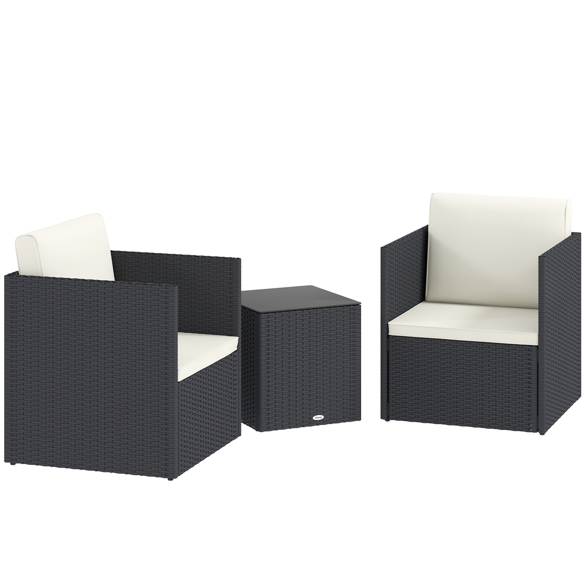 Picture of 212 Main 863-162V00BK 26 in. Outsunny Patio Furniture Set&#44; Black & White - 3 Piece