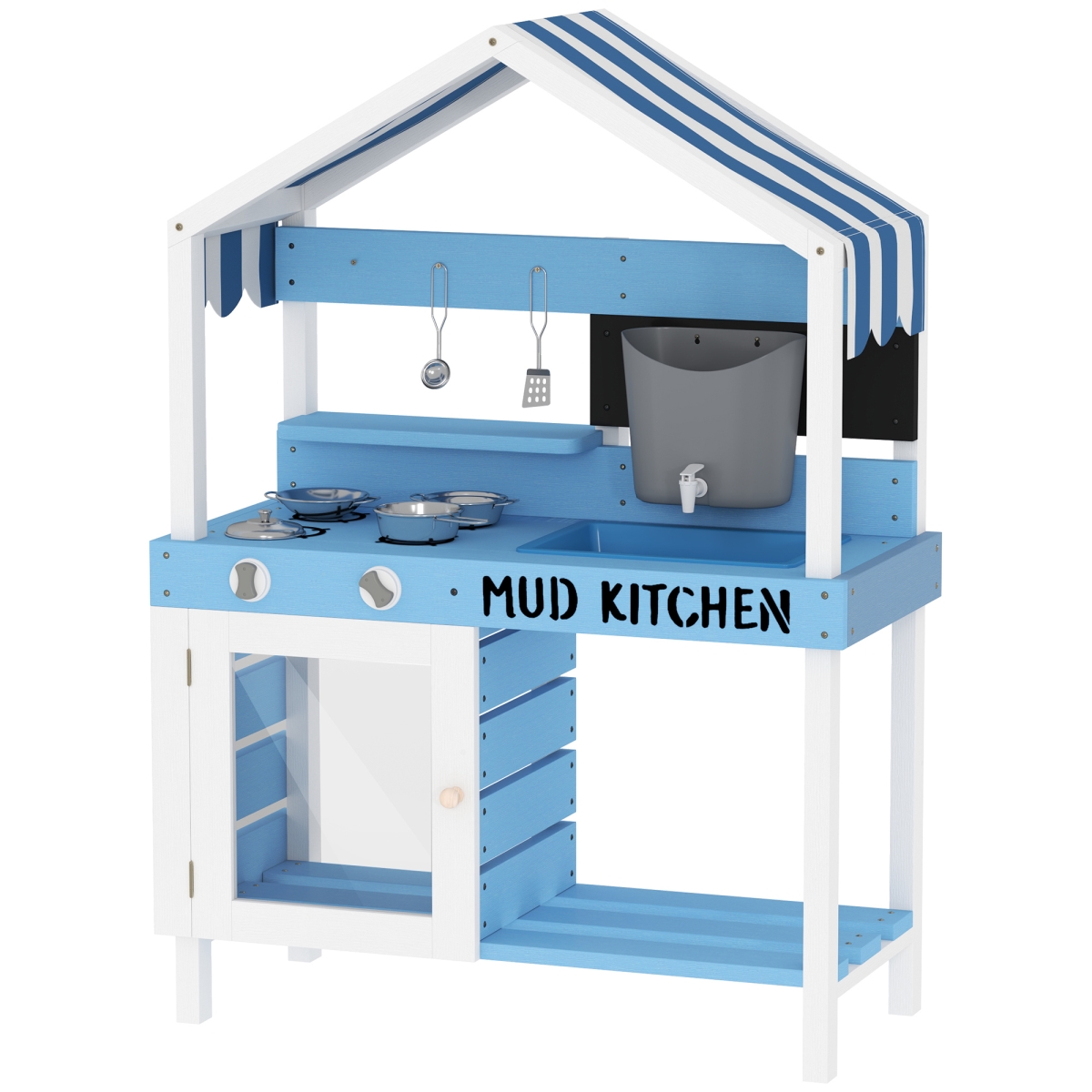Picture of 212 Main 350-189V00BU 44.1 in. Qaba Wooden Mud Kitchen for Kids&#44; Blue & White