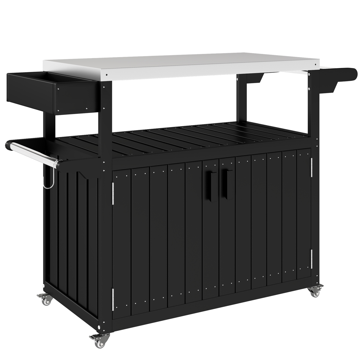 Picture of 212 Main 84G-747V00BK 35 in. Outsunny Stainless Steel Outdoor Bar Table&#44; Black & Silver