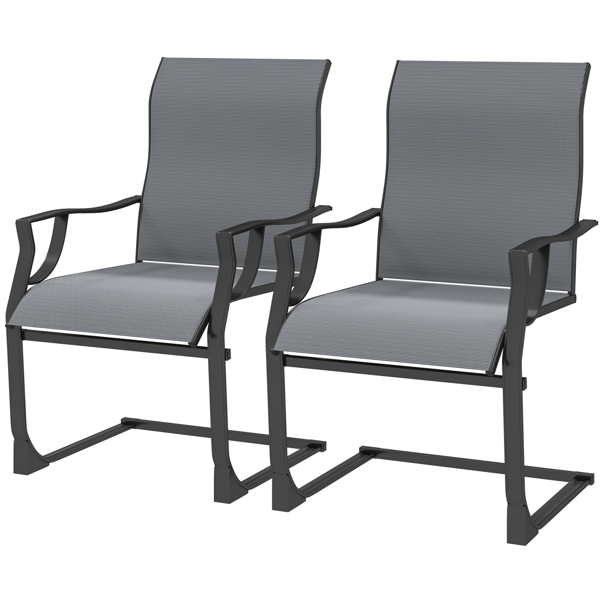 Picture of 212 Main 84G-660V00LG 39 in. Outsunny C Spring Patio High Backrest Dining Chairs&#44; Light Gray - Set of 2