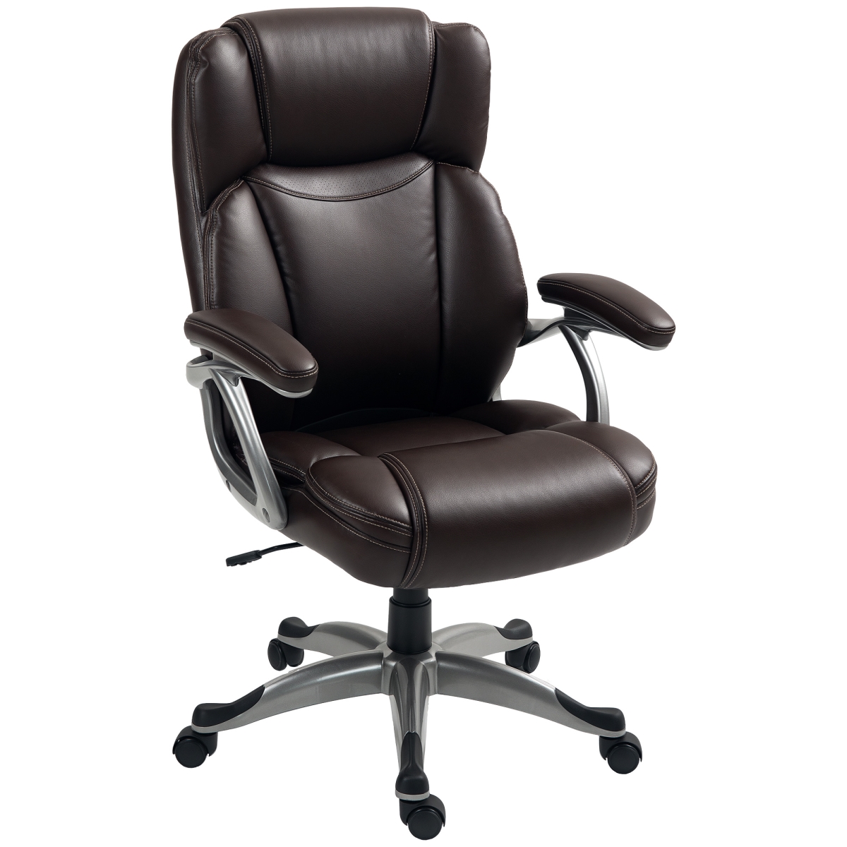 Picture of 212 Main 921-777V00BN 46.1 in. Homcom PU Leather Big & Tall Desk Chair&#44; Brown & Silver