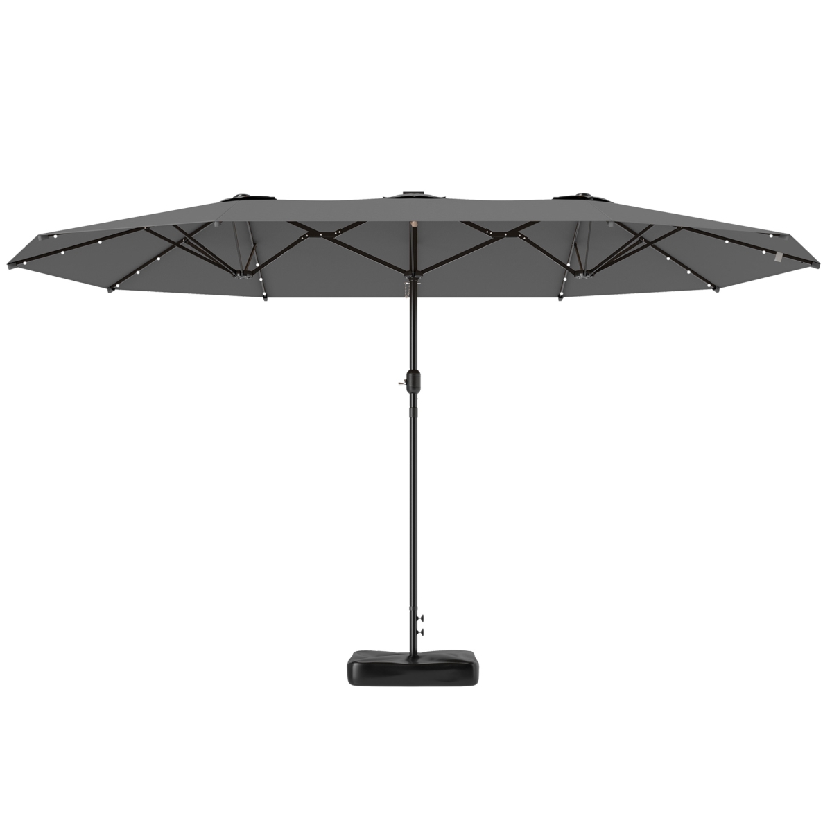 Double-Sided Garden Parasol Umbrella - Gray - 14.4 ft - Solar-Powered Lights