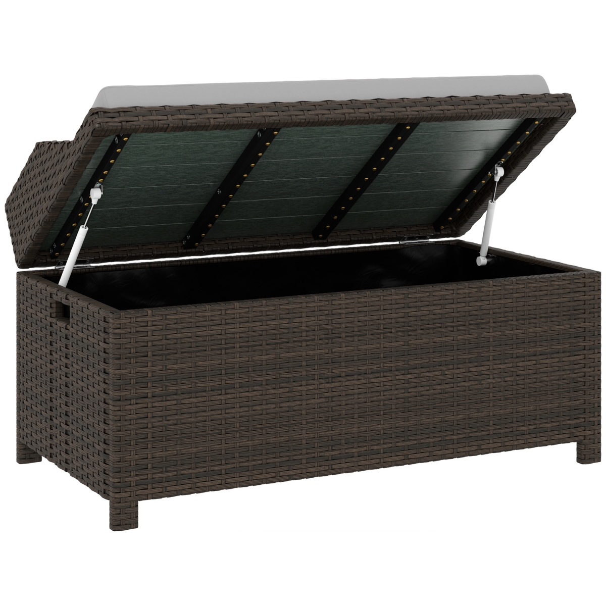 Picture of 212 Main 841-153V03CG 20.5 in. Outsunny Outdoor Wicker Storage Bench&#44; Dark Brown Rattan & Gray Cushion