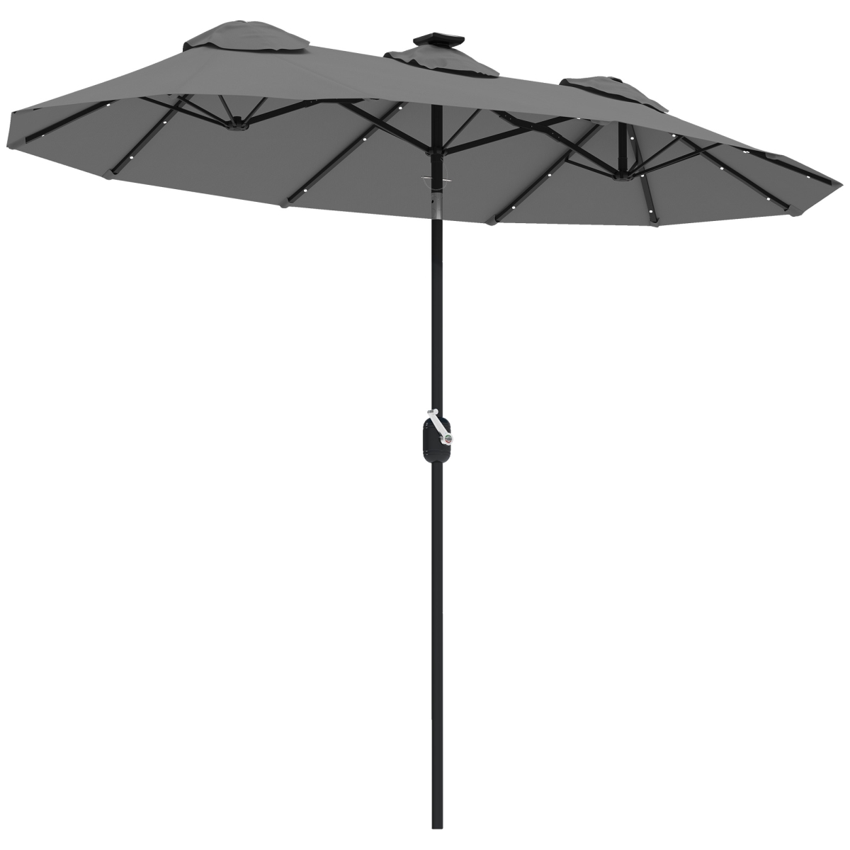 Double-Sided Patio Umbrella - Gray - 9.7 ft - Solar-Powered LED Lights