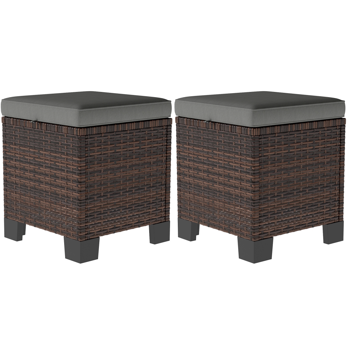 Picture of 212 Main 867-293V00GY 18.1 in. Outsunny Wicker Outdoor Ottomans&#44; Gray & Mixed Brown - 2 Piece