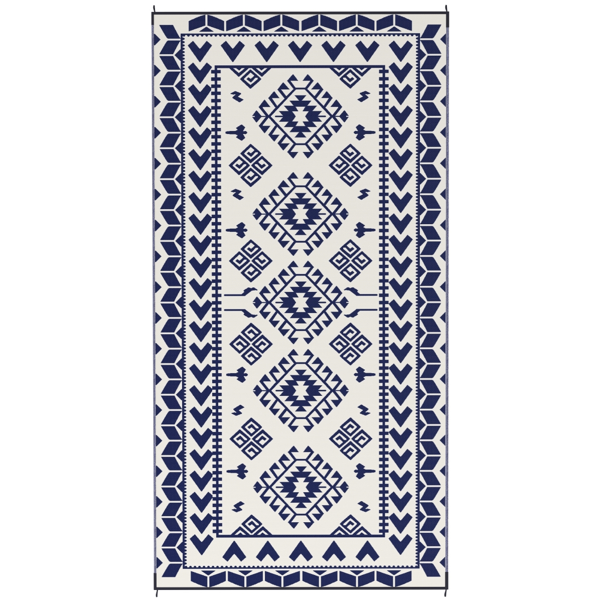 Picture of 212 Main 84J-062V02BU 9 x 18 ft. Outsunny Reversible Outdoor Rhombus Patchwork Area Rug&#44; Blue & White