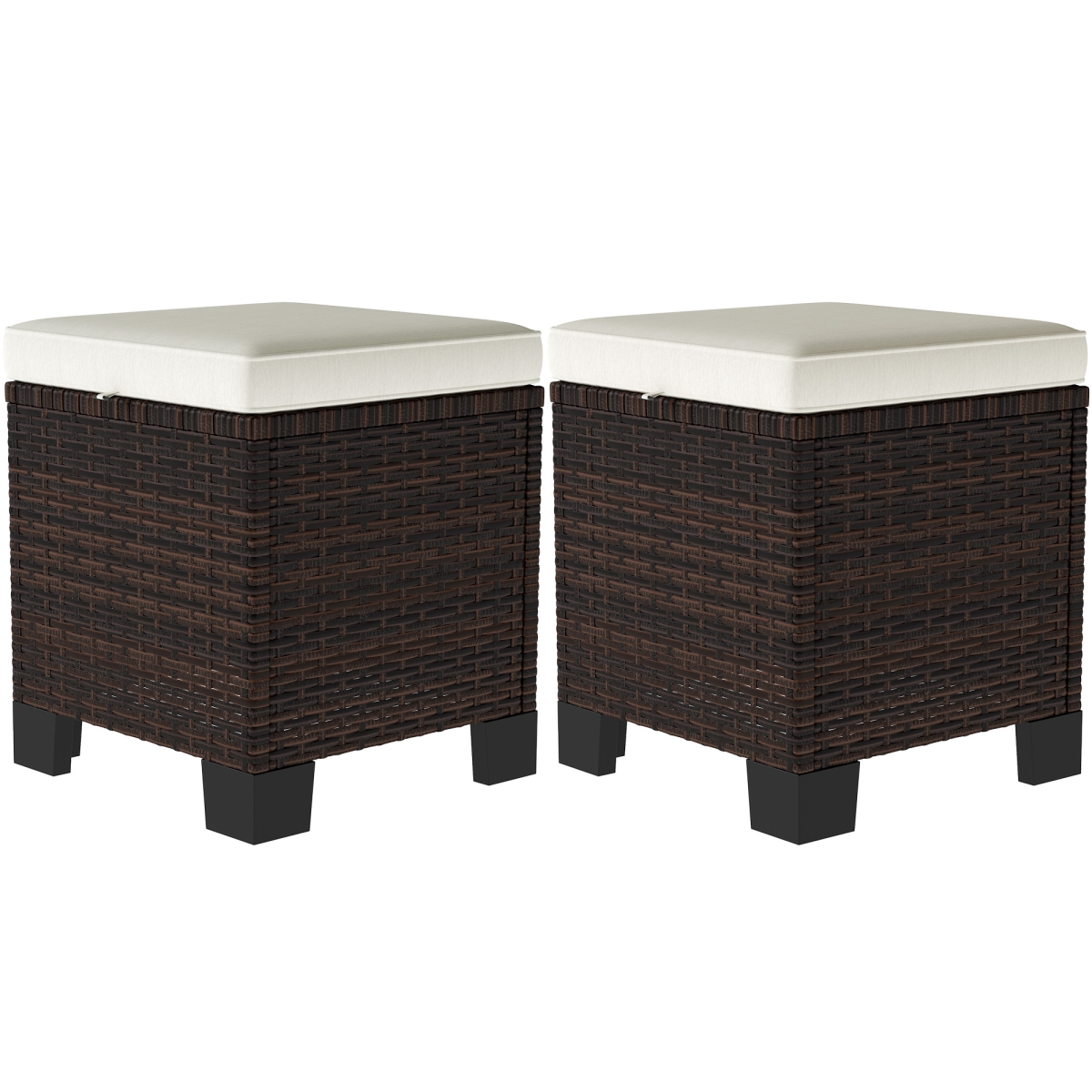 Picture of 212 Main 867-293V00BG 18.1 in. Outsunny Wicker Outdoor Ottomans&#44; Beige & Mixed Brown - 2 Piece
