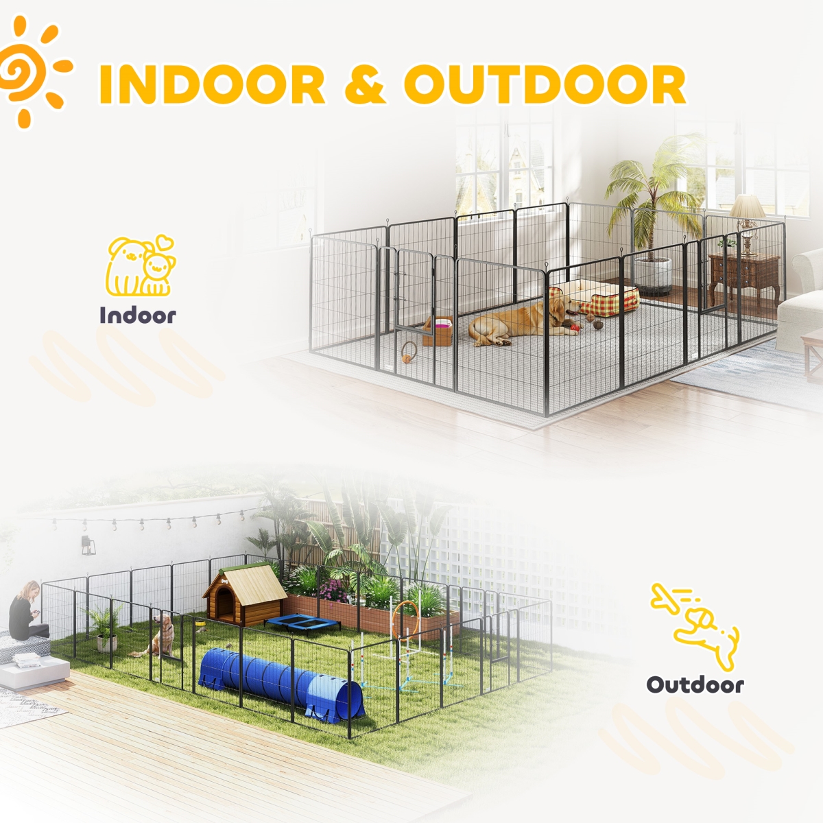 Picture of 212 Main D06-181V01BK 39.4 in. PawHut Dog Playpen for Indoor Outdoor&#44; Black