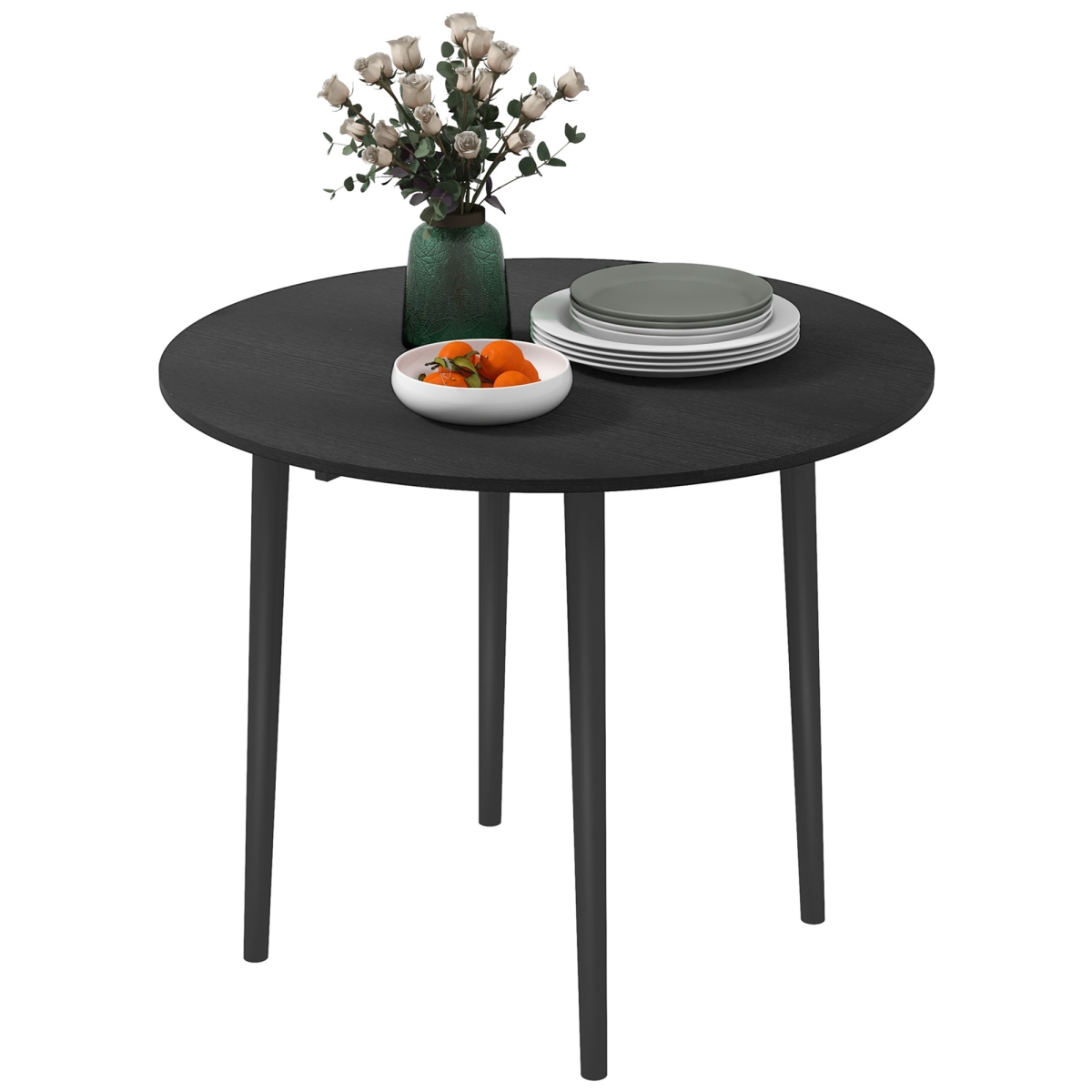 Picture of 212 Main 83A-111V80BK 35 x 28.9 in. Homcom Round Folding Dining Table&#44; Distressed Black