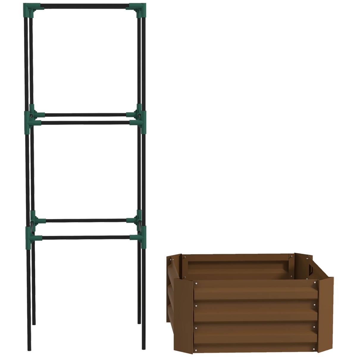 84H-062V00BN 55 in. Outsunny Galvanized Planter Box for Climbing Vines, Brown