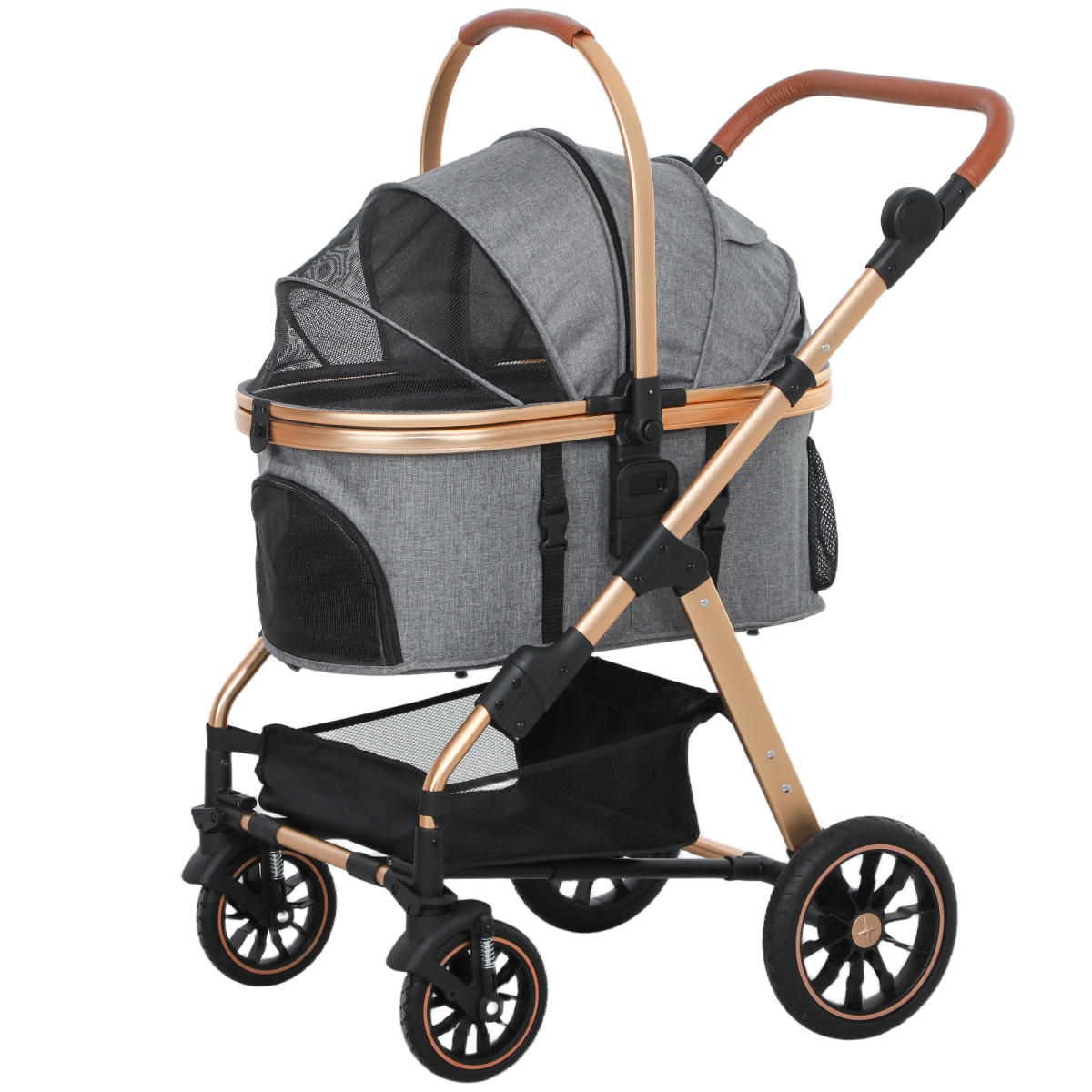 Picture of 212 Main D00-203V00GY 40.2 in. PawHut 3 in 1 Dog Stroller & Detachable Cabin for Small Dogs&#44; Gray