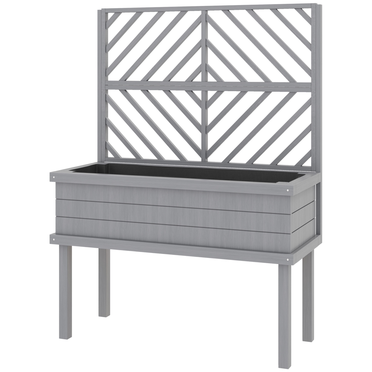 Elevated Wood Planter with Trellis - Gray - 55 in. - Stylish Garden Solution