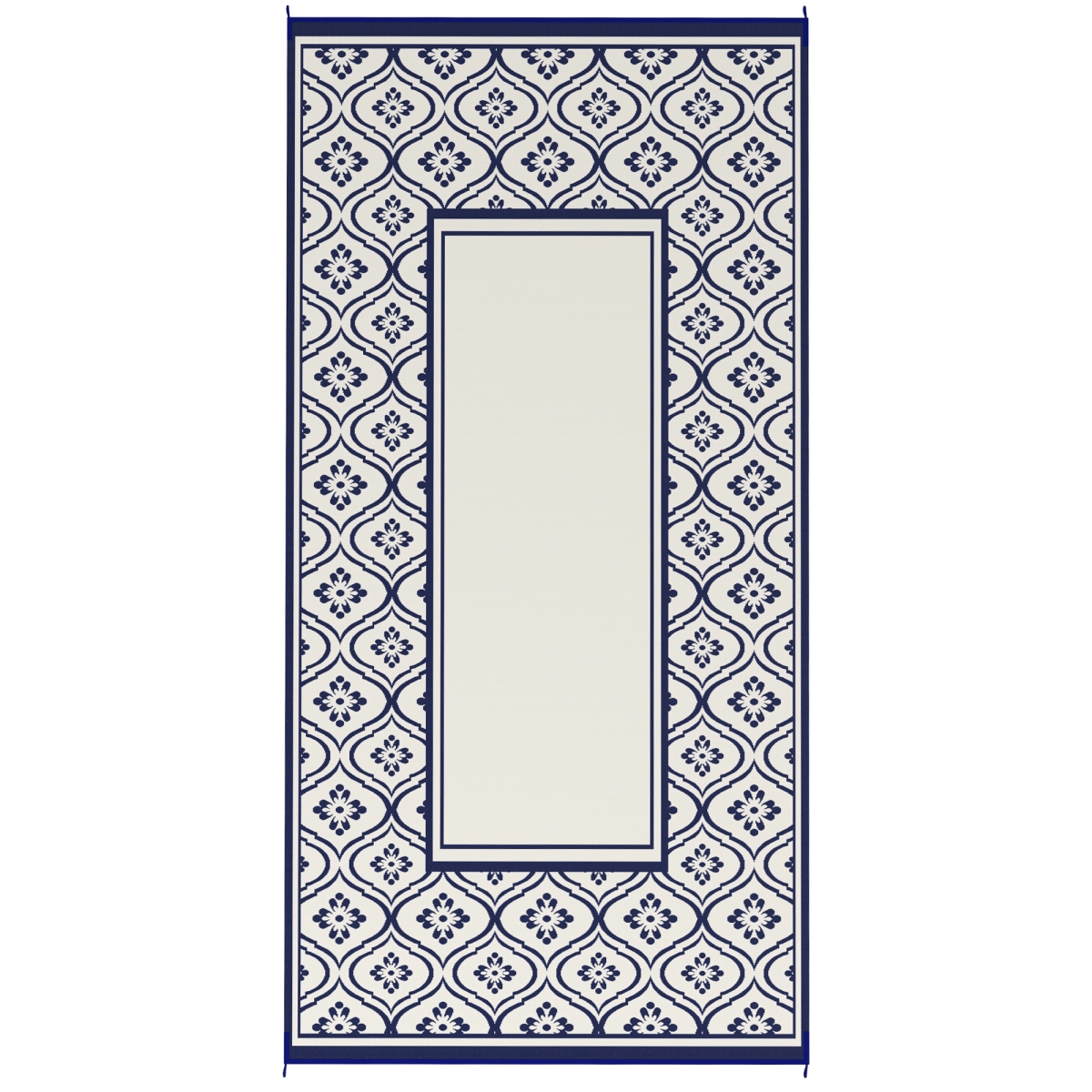 Picture of 212 Main 84J-064V02BU 9 x 18 ft. Outsunny Reversible Gourd Border Outdoor Area Rug&#44; Blue & White