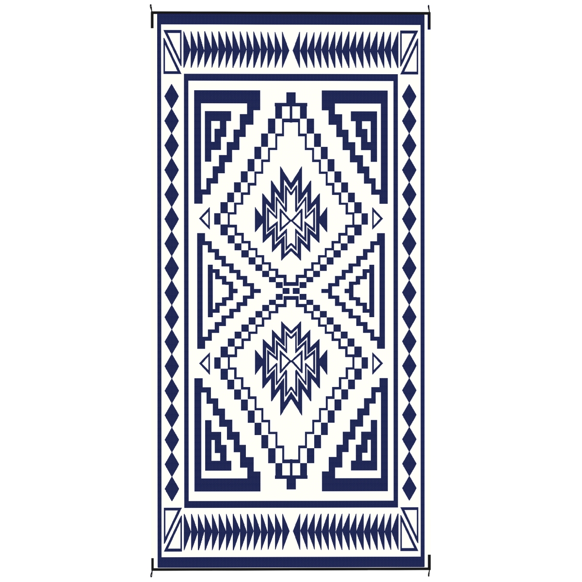 Picture of 212 Main 84J-063V00BU 9 x 18 ft. Outsunny Reversible Outdoor Square Patchwork Area Rug&#44; Blue & White
