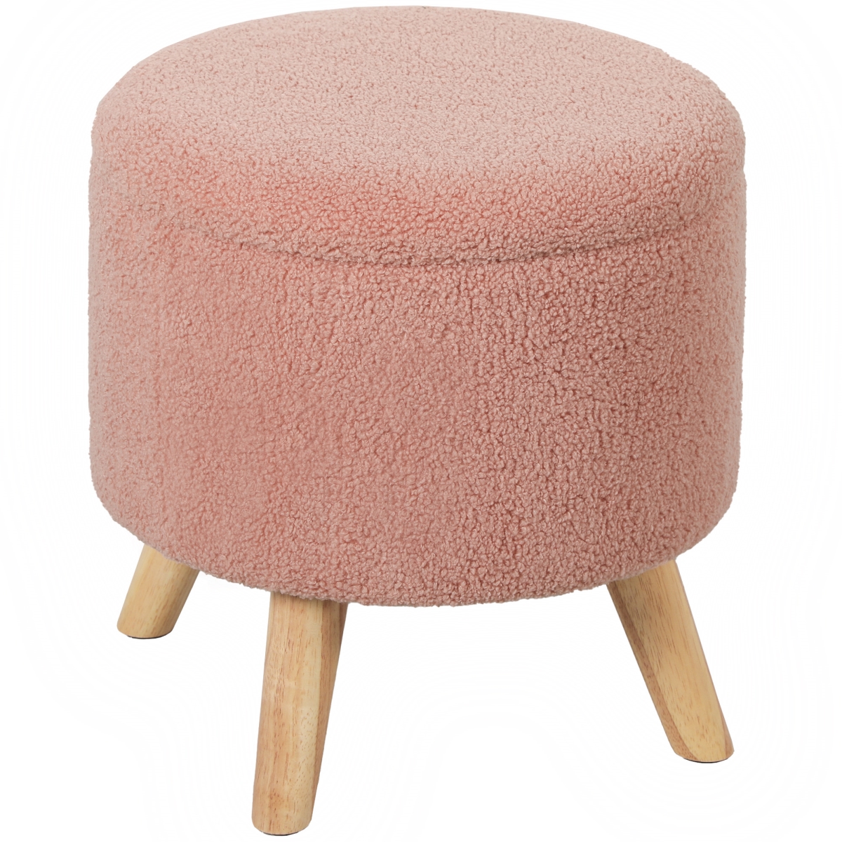 Picture of 212 Main 838-437V00PK 15.75 in. Homcom Round Linen Upholstered Ottoman Stool&#44; Pink
