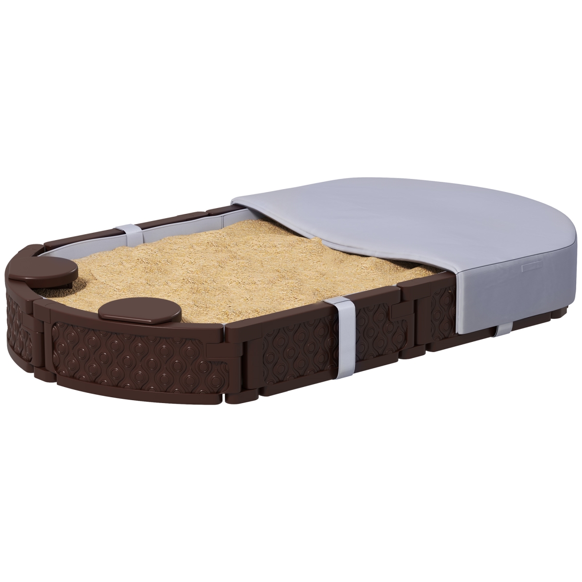 Picture of 212 Main 343-076V00DR 71 in. Qaba Kids Outdoor Sandbox&#44; Dark Brown